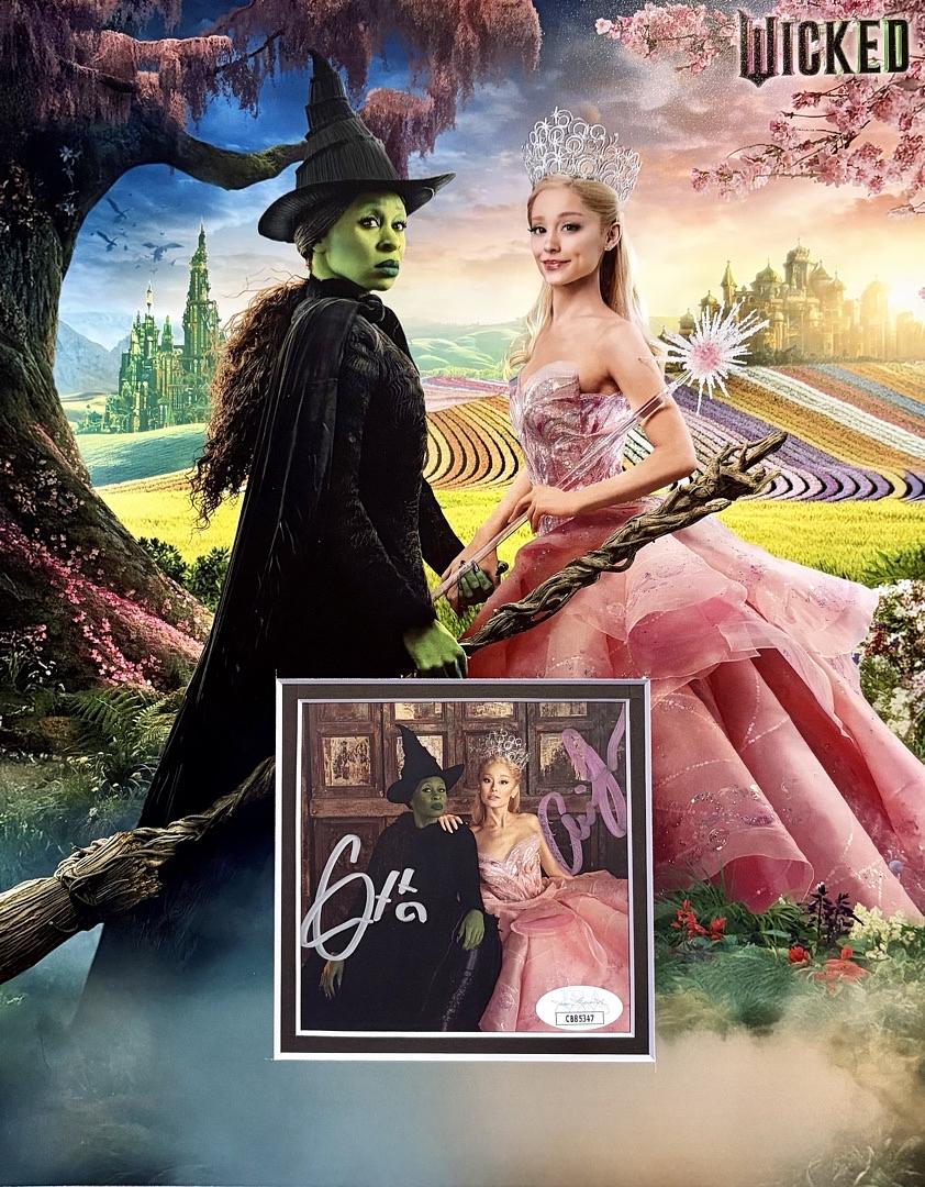Cynthia Erivo & Ariana Grande Mounted Signed Wicked CD Insert 11x14 - JSA COA